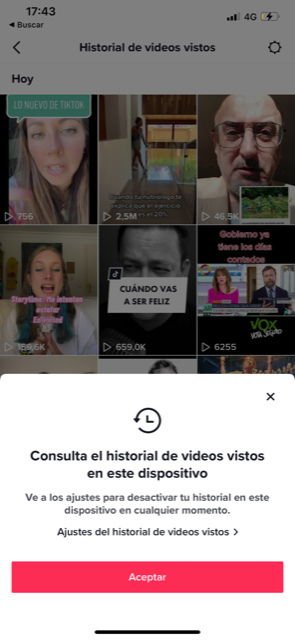 Cómo recuperar vídeos vistos en TikTok